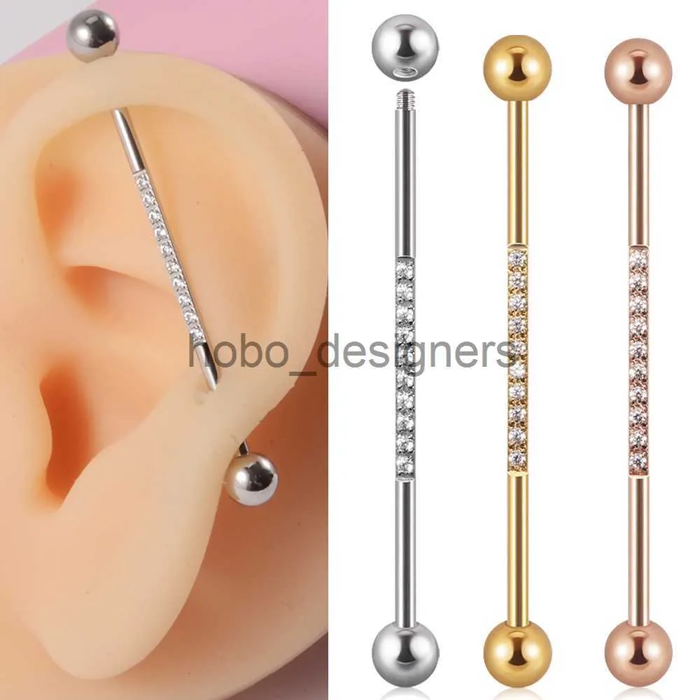 Labret Lip Piercing Jewelry 1PC 14G Industrial Scaffold Barbell Surgical Steel For Women Men with CZ Surface Cartilage Earring Body Piercing Jewelry