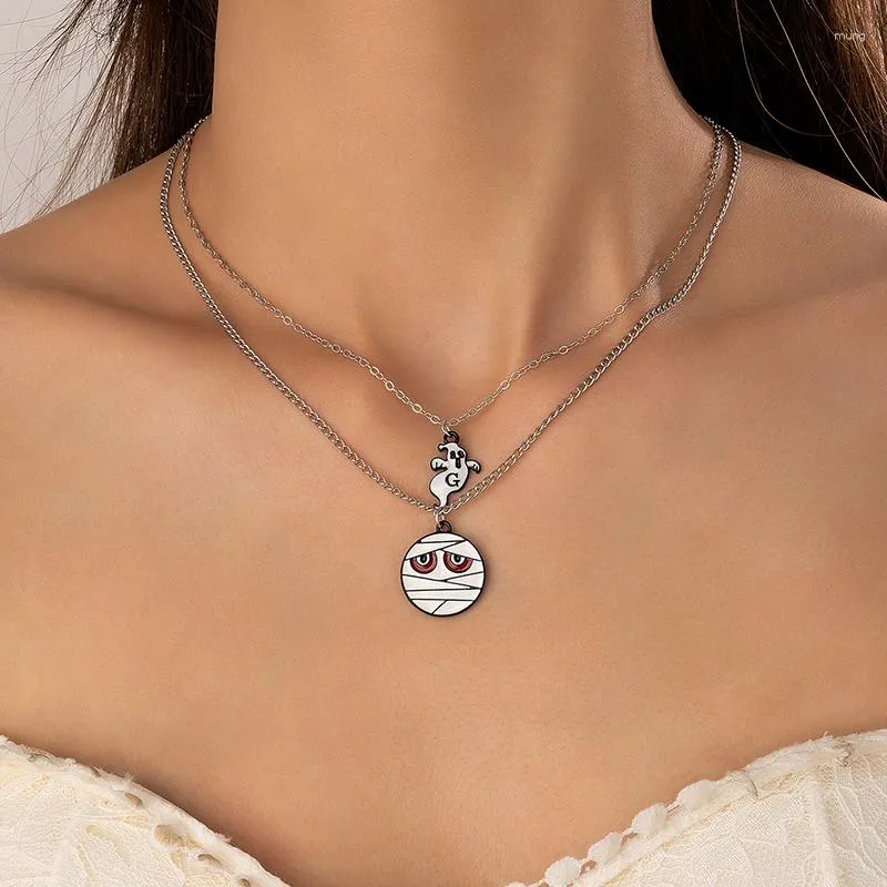 Pendentif Colliers Gothic Ghost Cap Collier pour Femmes Filles Funny Eyes Citrouille Halloween Bijoux Accessoires Collier Cadeau