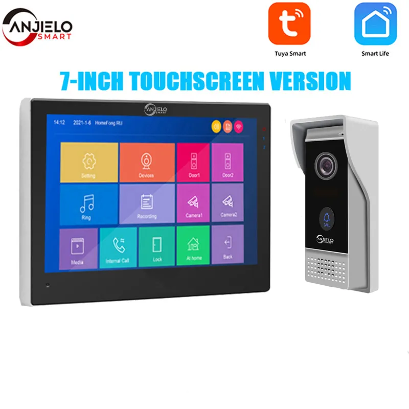 Hot selling 7 inch Touch Monitor met 1080P Brede Kijkhoek Video Deurbel Camera met Bewegingsdetectie Voor Thuis