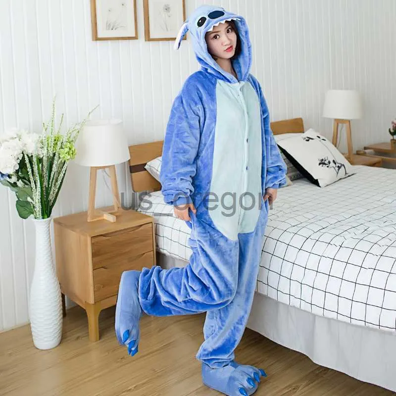 abbigliamento per la casa Kigurumi Orso Gatto Stitch Cartoon Tutina Unisex Coppia Complessivo Inverno Divertente Carino Homewear Donna Animale Tuta Festival Regalo x0902