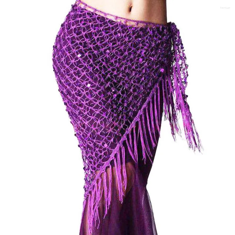 Stage Wear Belly Dance Costumes Belt Sequins Tassel Triangle Wrap Shawl Women Dancing Belts For Girls Hip Scarf Hand Crochet