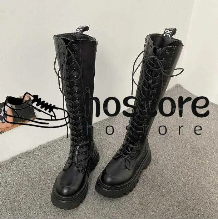 Bottes noires chaussures de plate-forme sur les femmes le genou femmes botte en cuir chaussures baskets de sport taille 35-40 08833 S Lear358 s Lear