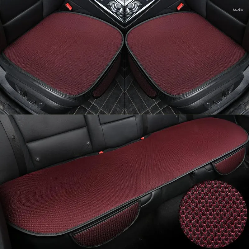 Housses de siège de voiture 3 pièces/ensemble, coussin ventilé, respirant, confortable, avant et arrière, tapis de protection antidérapant avec poche