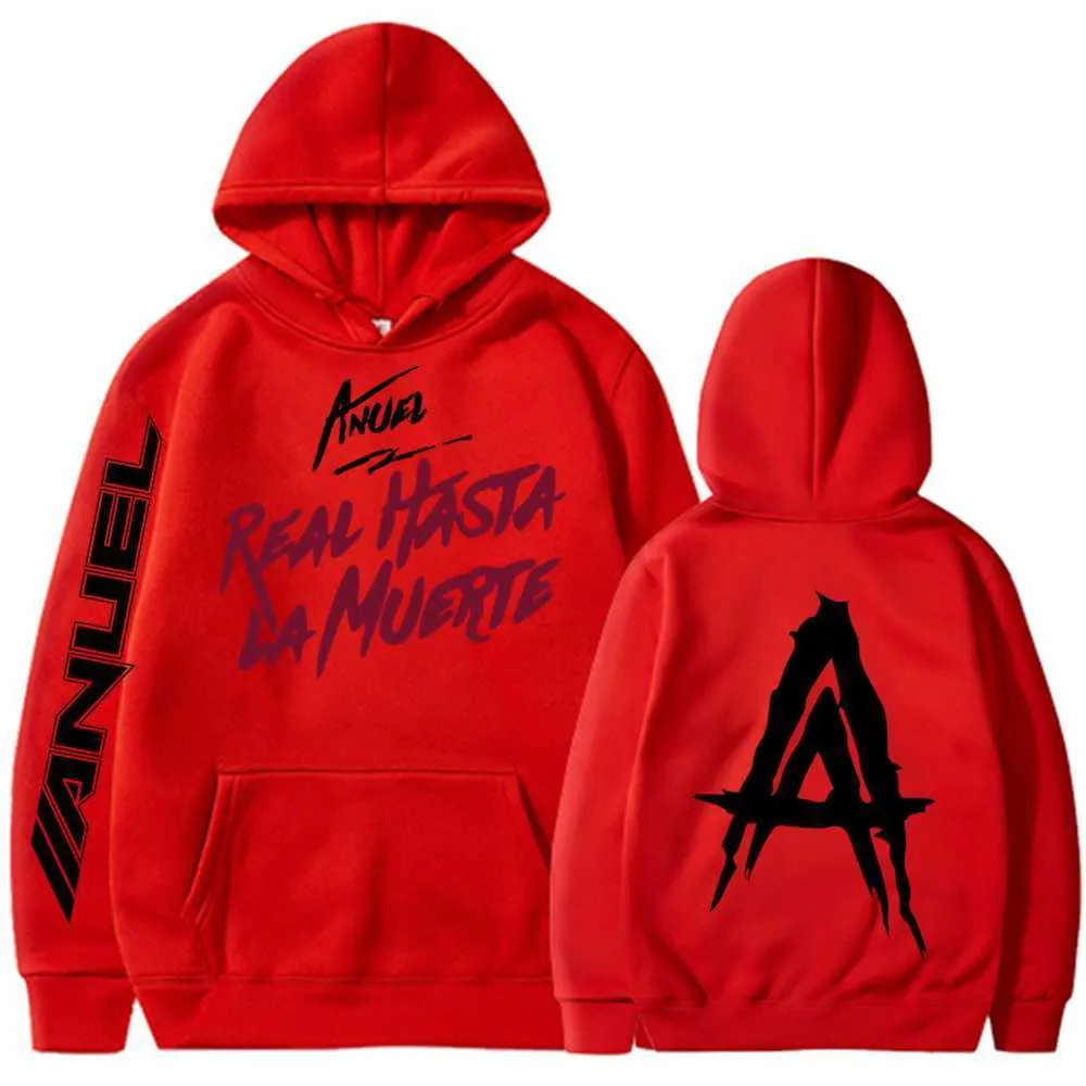 Anuel AA Printed Hoodies Sweatshirt Coat Real Hasta La Muerte casual  Tracksuit Costume Men Women Clothing Anime Pullover Hoodie