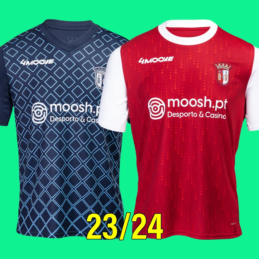 23 24 SC Braga Mens Soccer Jerseys Bruma Abel Ruiz Andre Horta A. Djalo Mendes Rony Lopes R. Horta Pizzi Home Red Short Sleeve Football Shirts Kits Kit