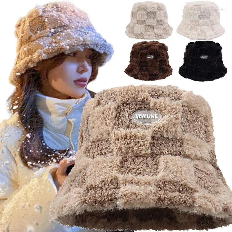 Sherpa Beret Lamb Plush Fisherman Hat For Girls Fashionable Berber Fleece  Checkered Bucket With Wide Brim For Winter Warmth And Cold Proof Outdoors  From Yzhenzhen, $6.84