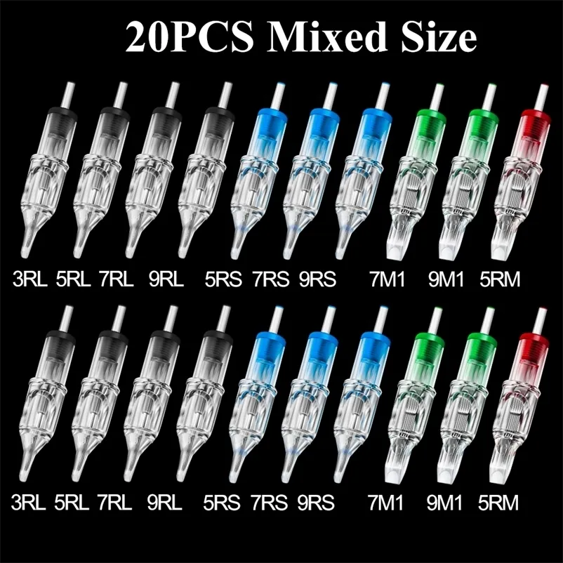 Tattoo Needles Mixed 10 Sizes Disposable Cartridge Tattoo Needles Eyebrow Permanent Makeup for Cartridge Machines Pen Grips 230831