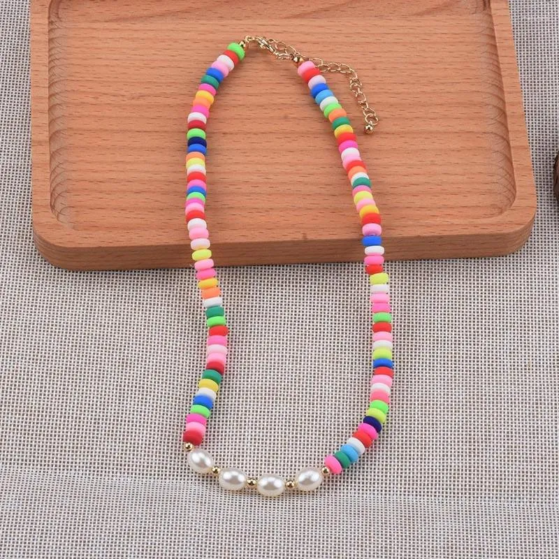 Pendant Necklaces 2023 INS Korean Trendy Colorful Acrylic Beaded Handmade Choker For Women Bohemian Jewelry Partyc Accessories