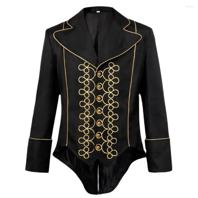 Trenchs d'hommes Hommes Veste Manteau Médiéval Rétro Dentelle Victorienne Gothique Manches Longues Bouton Tailcoat Steampunk Halloween Costume De Fête