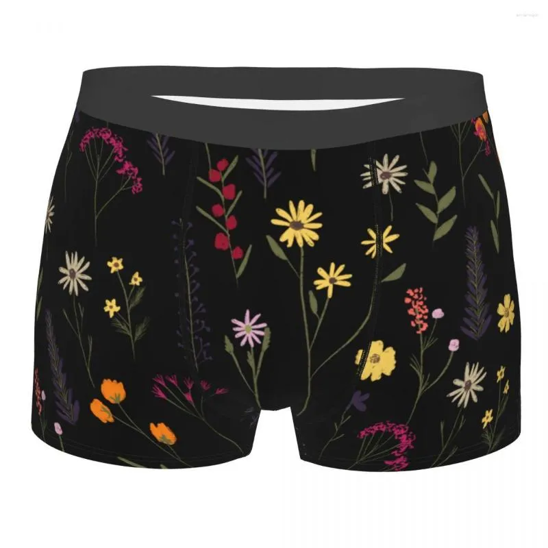 Cuecas bonitas flores florais homens roupa interior boxer shorts calcinha sexy cintura média para homme