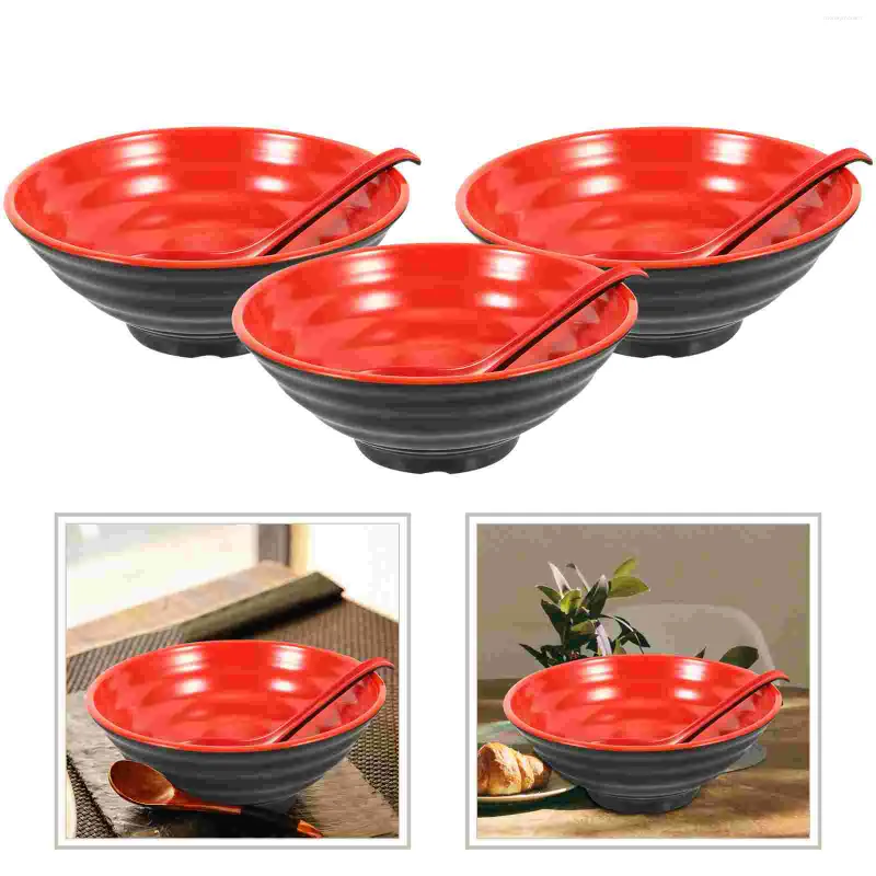 Bowls Ramen Bowl Set Microwavable Large Spoon Micro-Wave Oven Servering Hushållssoppa Melamin