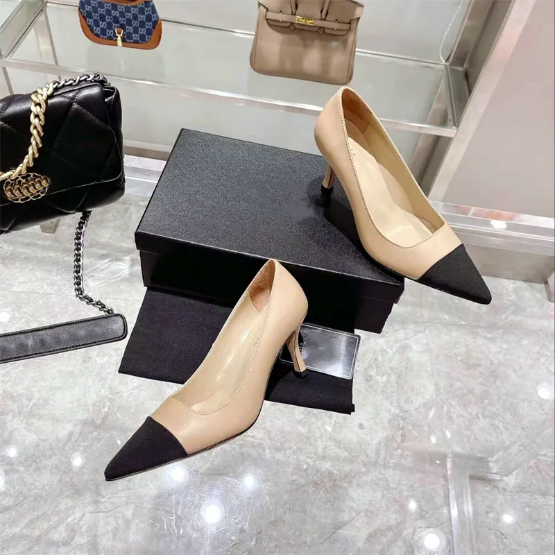 Leather Women`s High Heels Designer Fashion pointy dress Shoes Sexy Stiletto Party Shoes Sheepskin dress Shoes Work Shoes High quality boat LACES box