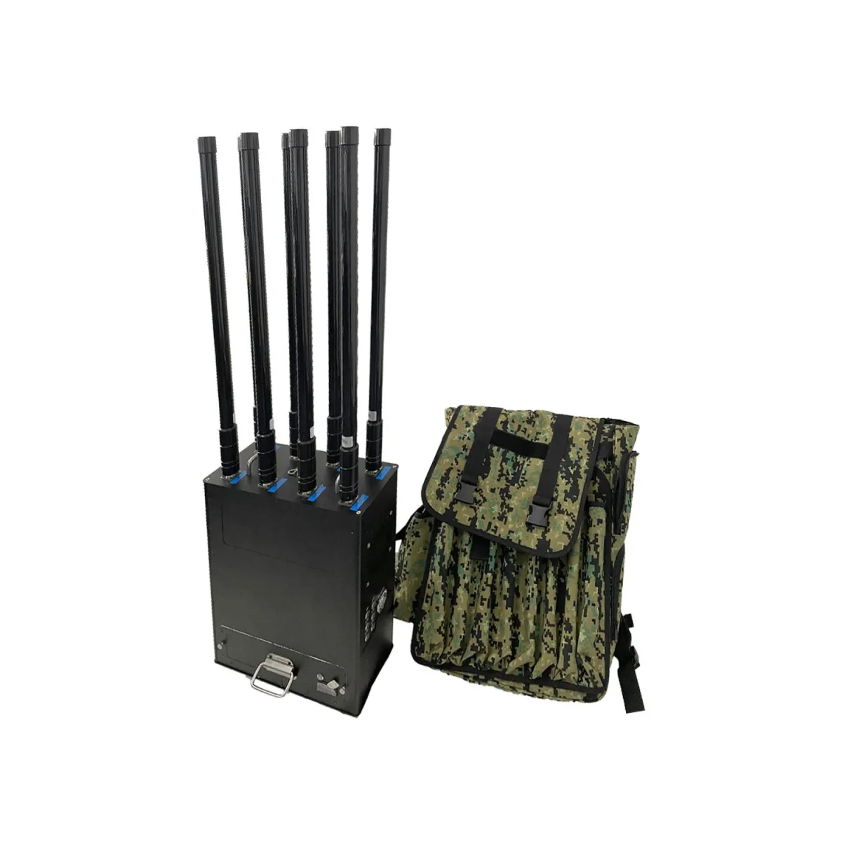 Backpack drone jamm er 8 bands block GPS L1 L2 2.4G 5.8G range up to 1500 Meters for drone defense