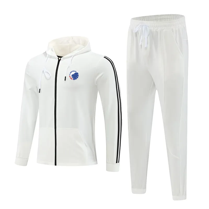 FC Tute da uomo Copenhagen per sport all'aria aperta, abbigliamento caldo a maniche lunghe, cerniera completa, con cappuccio, tuta sportiva per il tempo libero a maniche lunghe