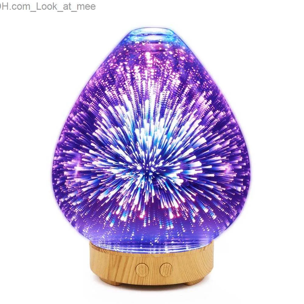 Humidifiers 015-3D colorful fireworks glass multi-function aromatherapy machine humidifier ultrasonic essential oil atomizer USB interface Q230901