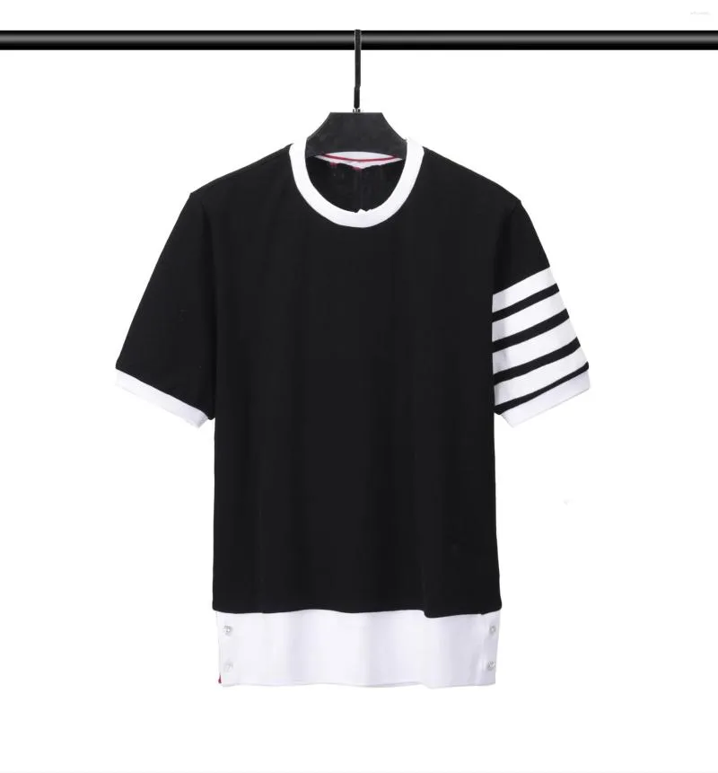 القمصان t من الرجال 2023 Summer Men T-Shirt Cotton Sleeve Short Lugment مطابقة رفيعة رفيعة أعلى تصميم كوري TEE كبير الحجم اليومي ارتداء