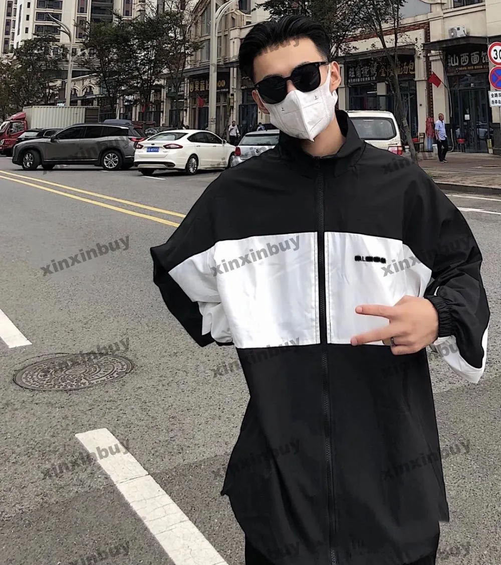 Xinxinbuy Mannen designer Jas WINDBREAKER zwart wit Panelen Letter Print lange mouw dames Zwart kaki grijs M-2XL