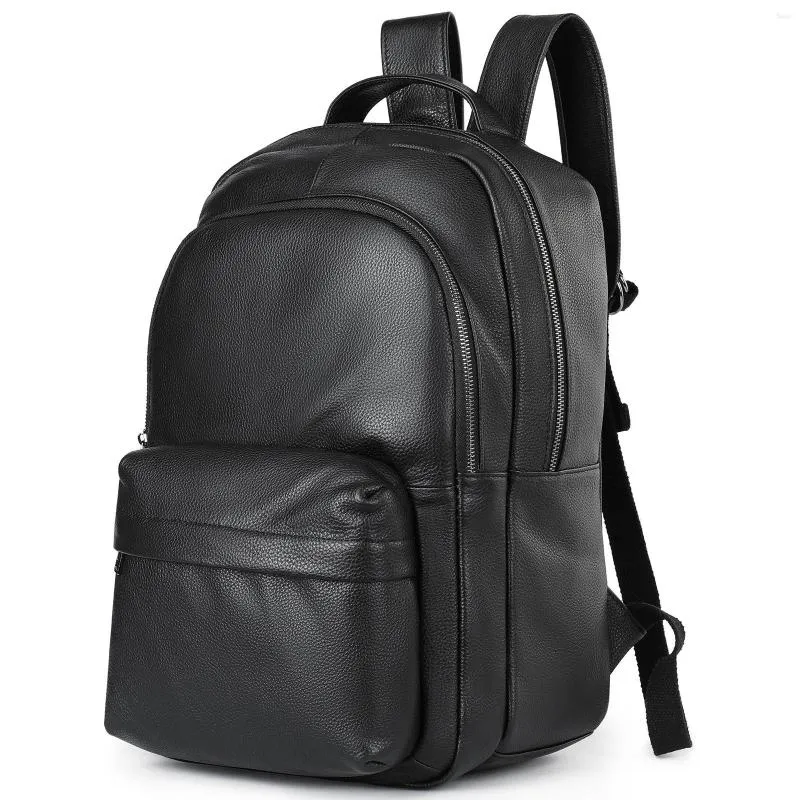 Sac à dos en cuir souple noir pour hommes, sac à dos décontracté, Cool, grande capacité, pour moto en plein air