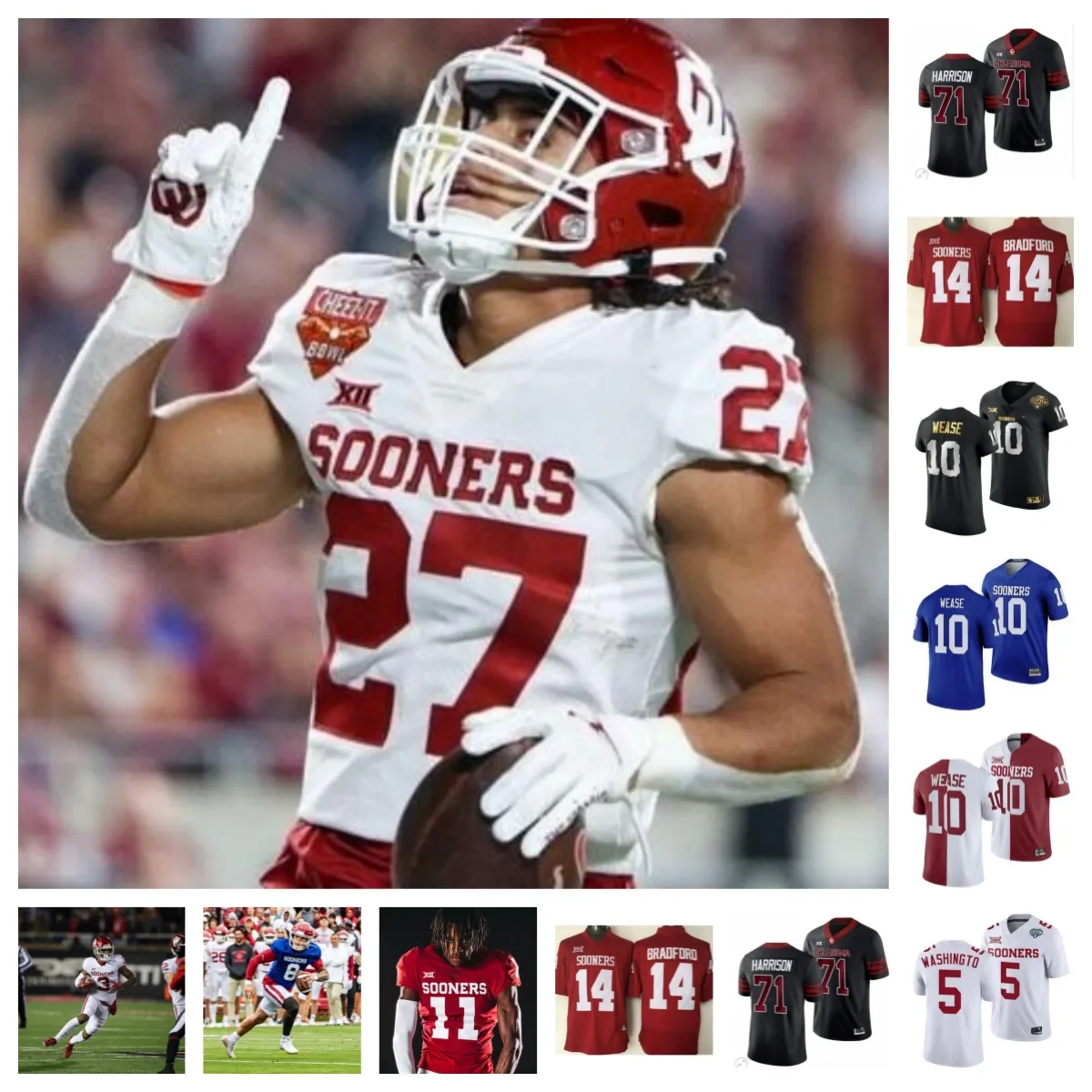 Oklahoma Sooners voetbalshirt 16 Smith 8 Dillon Gabriel 72 McKade Mettauer 21 Pearson 17 Taylor Heim 26 Kani Walker 94 Isaiah Coe 99 Markus Strong 60 Tyler Guyton