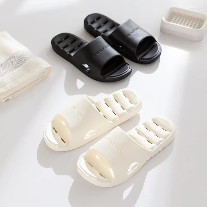 Zapatillas Casa de verano Hombres Simple Negro Blanco Amantes Zapatos Antideslizante Baño Diapositivas Flip Flops Interior Mujer Plataforma 2023