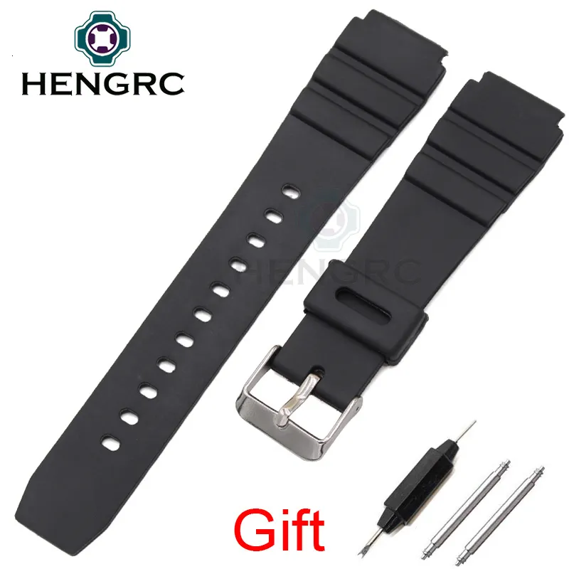 Watch Bands Silicone Watchbands 18 20 22mm Men Black Sports Diving Rubber Strap Silver Stainless Steel Buckle 230831