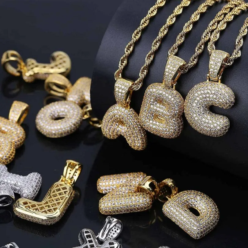 Heren Hip Hop sieraden Mode Iced Out Out Out Letter Pendant ketting Gold initiële letters kettingen voor mannen