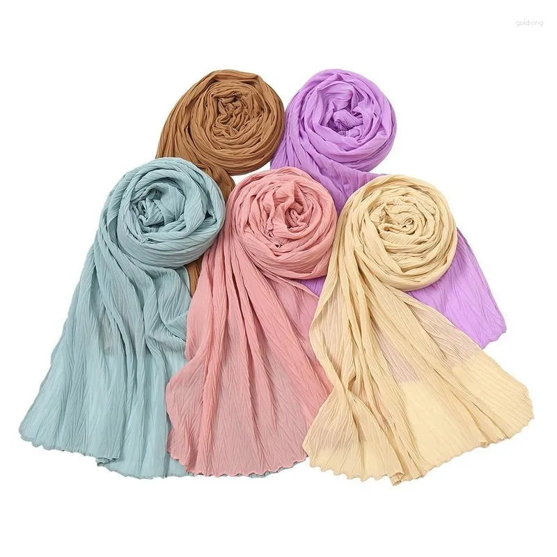 Vêtements ethniques Femmes Hijabs Musulman Gradient Perle Mousseline De Mousseline De Soie Plissée Châle Écharpe Mode Plissée Longue Tête De Vente Amérique