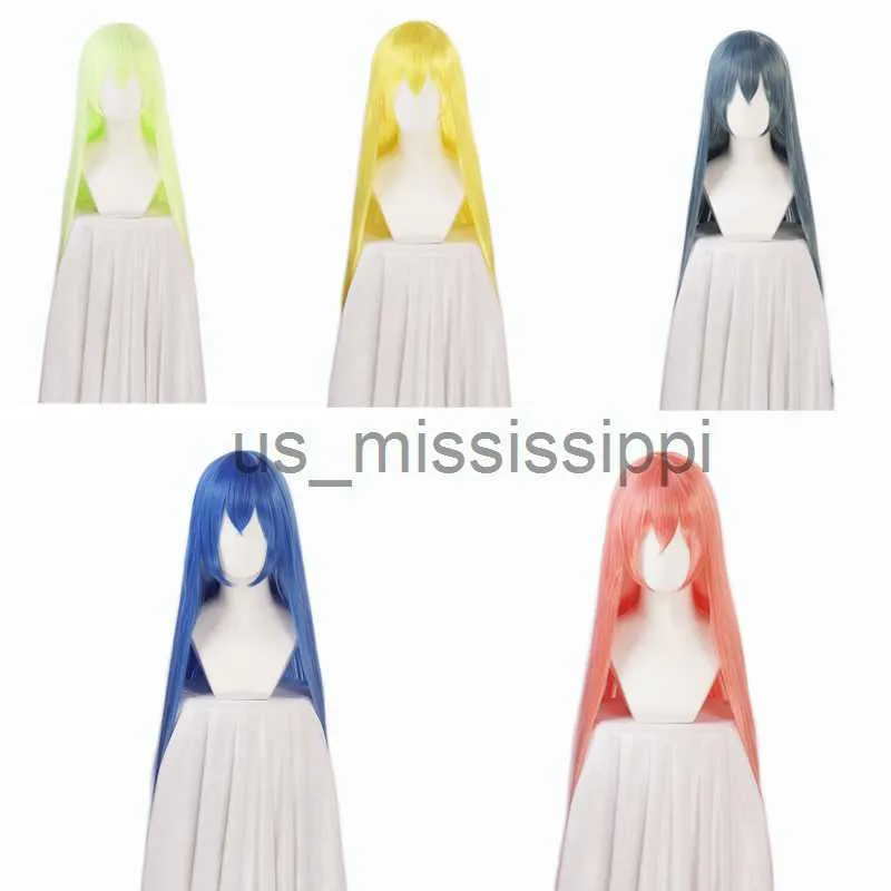 Cosplay perukları cosplay peruk 100cm uzunluğunda düz sentetik peruklar kadınlar için ısı direnci saç mavisi yeşil altın pembe anime kostüm perukları cap x0901