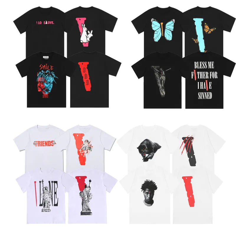 2023 New Summer Trends Brand Streetwear Vlone Men'sTシャツ女性用100％コットン半袖ヒップホップTシャツヨーロッパサイズルースカジュアルティー