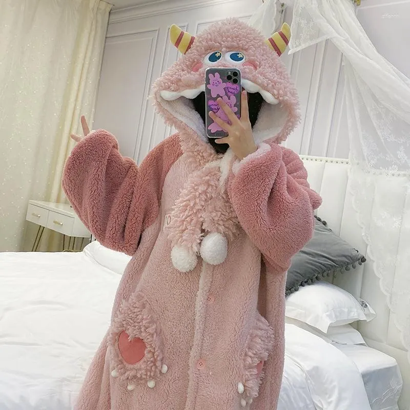 Winter Pajamas Women Korean Style Pajamas Cute Cartoon Flannel