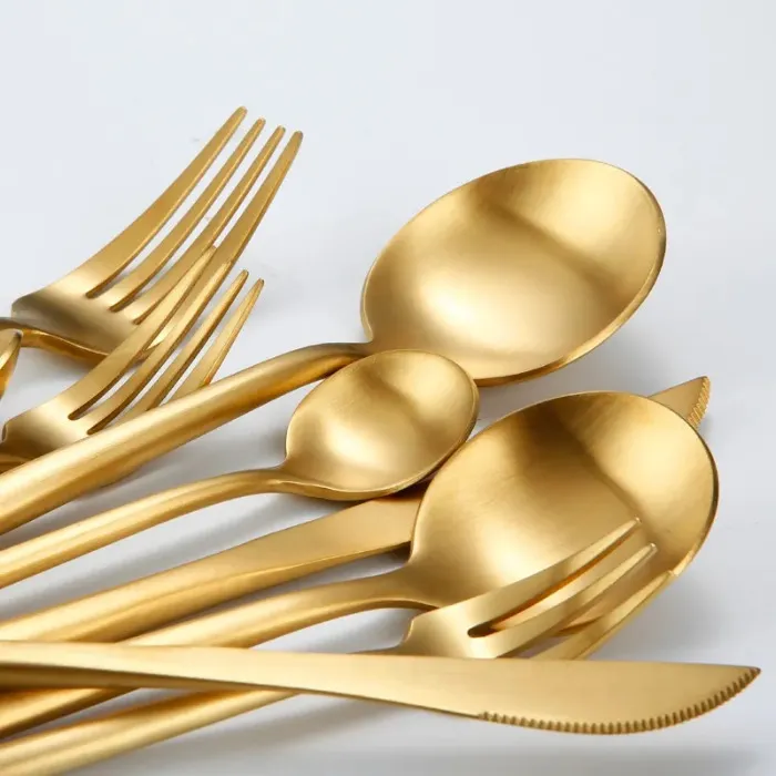 Gold Flatware Wedding Dinnerware Gold Cutlery Knife Fork Spoon Stainless Steel Tableware Silverware