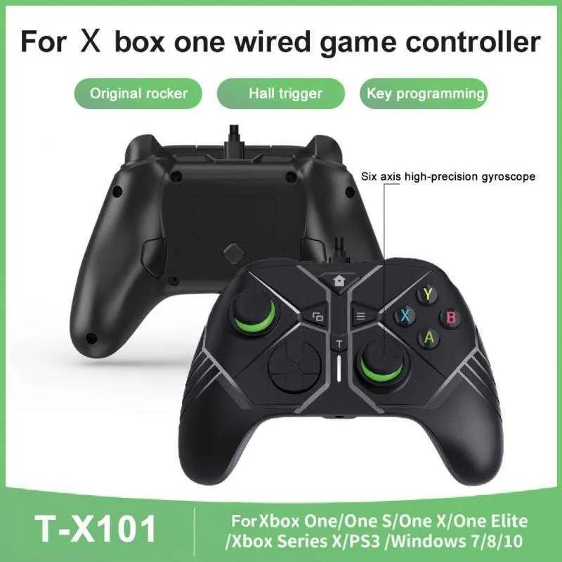 Contrôleurs de jeu Joysticks T-X101 Câble USB Manette de jeu filaire Contrôleur de jeu vidéo Manette de jeu prend en charge la série X-Box X/S/OneX et le jeu PC Windows HKD230831