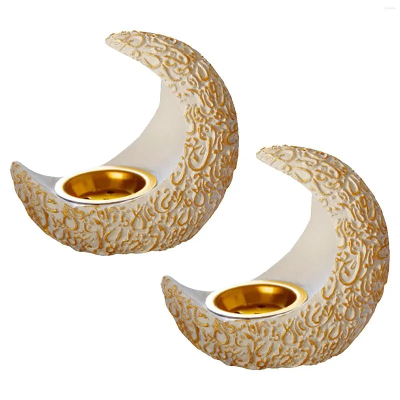 Ljushållare 2st party ornament för bord teealight moon form gåva modernt guld vardagsrum harts