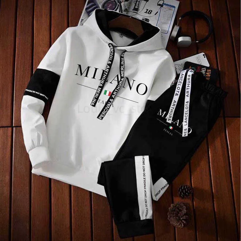 Męskie dresy męskie litery Milano Drukuj bluzy bluzy bluzy dresowe dres dresowy projekty jogger garnitur męski pullover luksusowy streetwear t230921