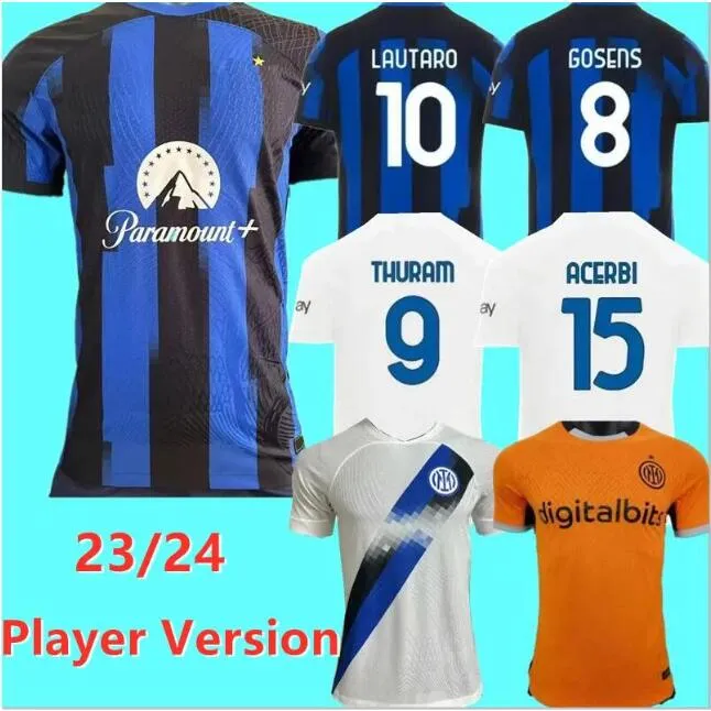 LUKAKU soccer jerseyS 23 24 BARELLA VIDAL J.CORREA ALEXIS INTERS DZEKO MILANS GOSENS SKRINIAR BROZOVIC LAUTARO ERIKSEN Player version home Football shirt uniform 66