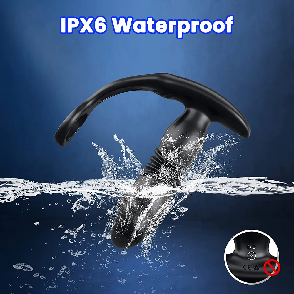 Vibratoren Silikon Anal Vibrator Stoßen Prostata Stimulator Massager Verzögerung Ejakulation Lock Ring Butt Plug_voghion.com