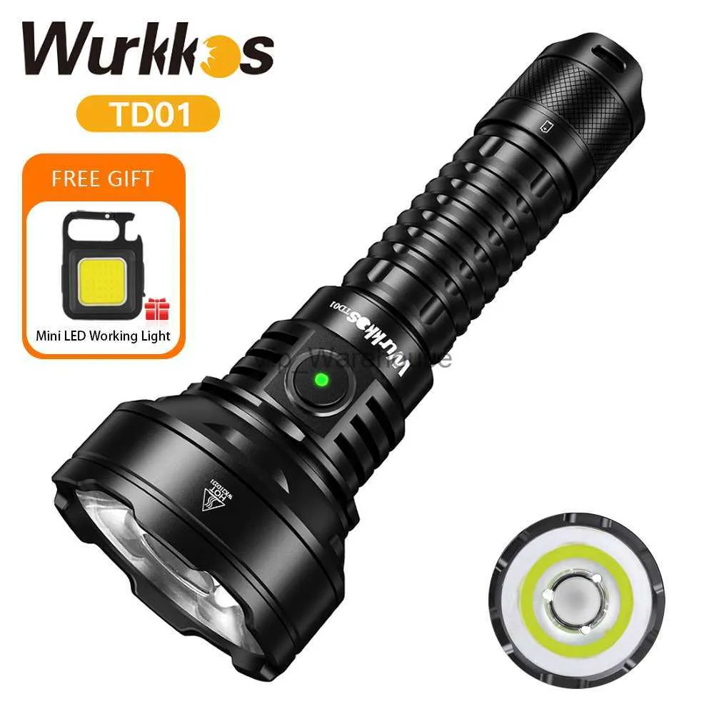 Facklor Wurkkos TD01 21700 Uppladdningsbar taktisk ficklampa LED USB-C 2200lm Torch PMMA Lens kast 1039m IPX8 Vattentät EDC-svans HKD230902