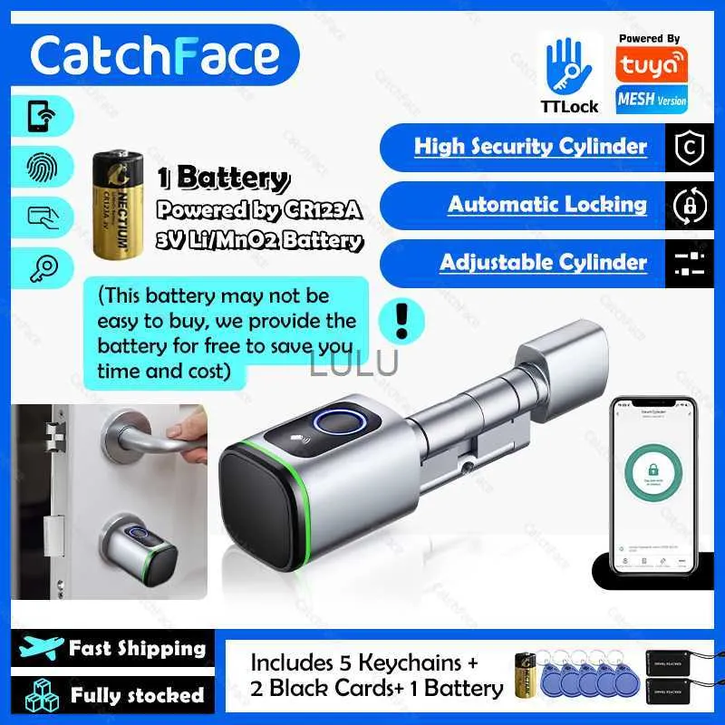 Fechaduras de portas Saudi Euro Tuya TTLock APP Impressão Digital Cartão RFID DIY Fechadura de Cilindro Biométrica Eletrônica Inteligente Fechadura de Porta Digital Keyless Substituir HKD230902