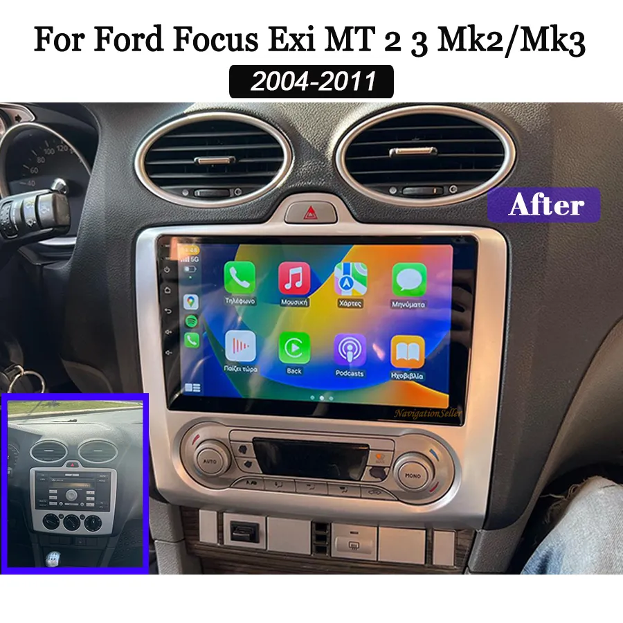 Мультимедийная автомобильная магнитола для Ford Focus 2004-2011, Android, сенсорный экран, стерео, беспроводная CarPlay, GPS-навигация, Wi-Fi, головное устройство, автомобильный DVD, Android13