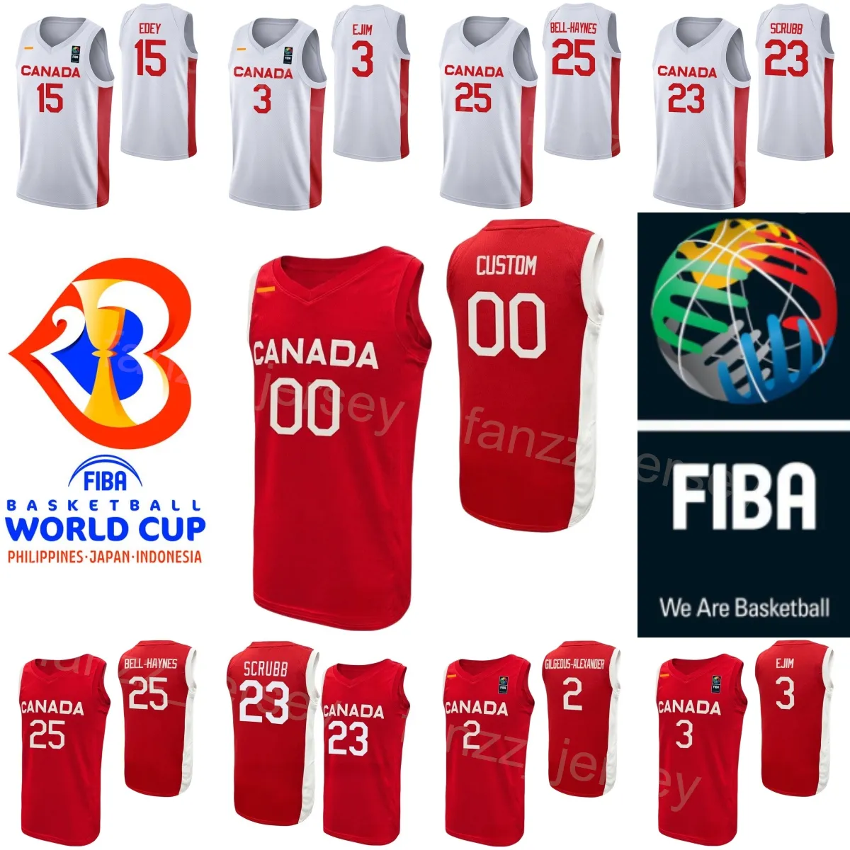 Tryck World Cup 2023 Canada Basketball RJ Barrett Jerseys 9 Kelly Olynyk 13 Dillon Brooks 24 3 Melvin Ejim Jamal Murray 27 Andrew Wiggins 22 Phil Scrubb National Team