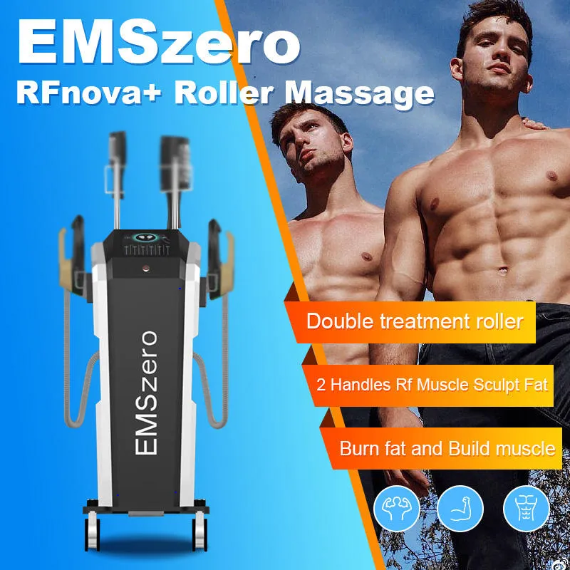Máquina de massagem de rolo EMSzero 2 em 1 EMSlim NEO Building Estimulador muscular 4 alças RF EMS Escultura muscular 14 Tesla HIEMT Equipamento de salão de beleza para emagrecimento corporal