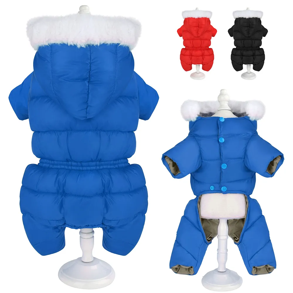 Abbigliamento per cani Vestiti per piccoli animali domestici Cappotto invernale caldo impermeabile Felpe con cappuccio Addensare Abbigliamento Tuta Giacca a 4 gambe per ragazza Ragazzo Cani 230901