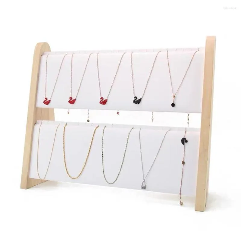 Jewelry Pouches Solid Wood Necklace Display Rack Earring Pendant Ear Stud Storage Boxes And Packaging