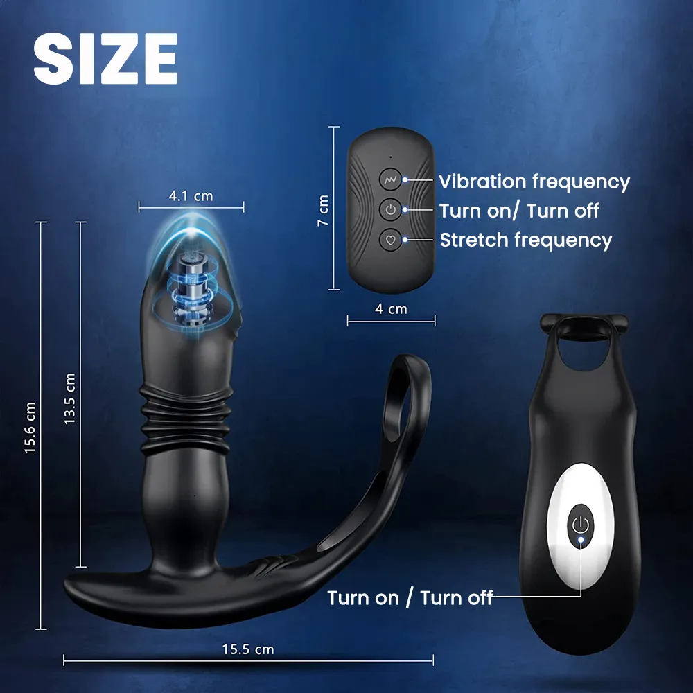 Vibratoren Silikon Anal Vibrator Stoßen Prostata Stimulator Massager Verzögerung Ejakulation Lock Ring Butt Plug_voghion.com