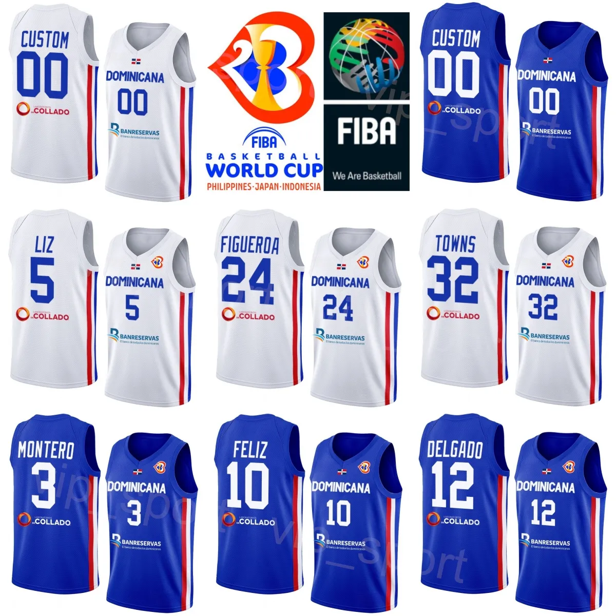 Printed Dominican Republic 2023 World Cup Basketball 24 LJ Figueroa Jerseys 25 Lester Quinones 11 Eloy Vargas 2 Rigoberto Mendoza 12 Angel Delgado 0 Antonio Pena