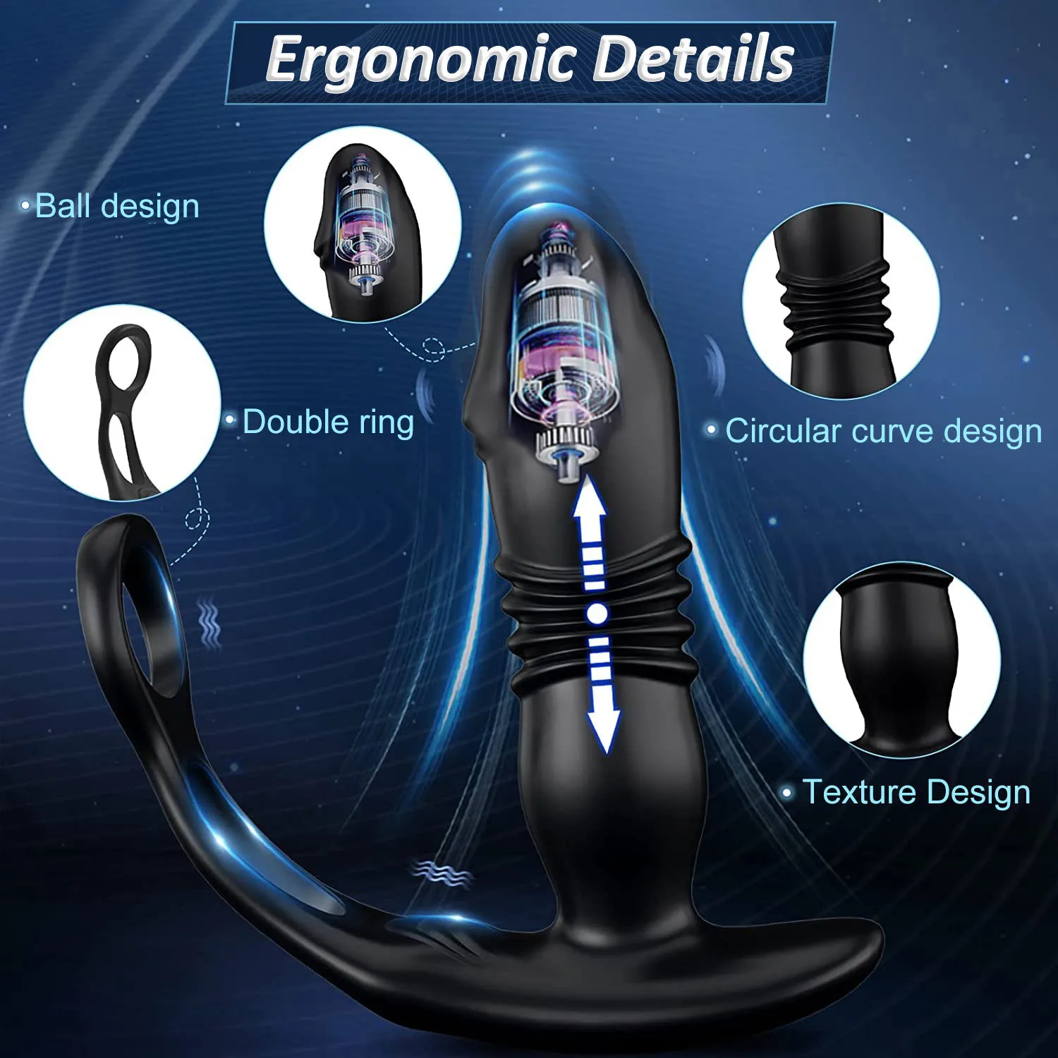 Vibratoren Silikon Anal Vibrator Stoßen Prostata Stimulator Massager Verzögerung Ejakulation Lock Ring Butt Plug_voghion.com