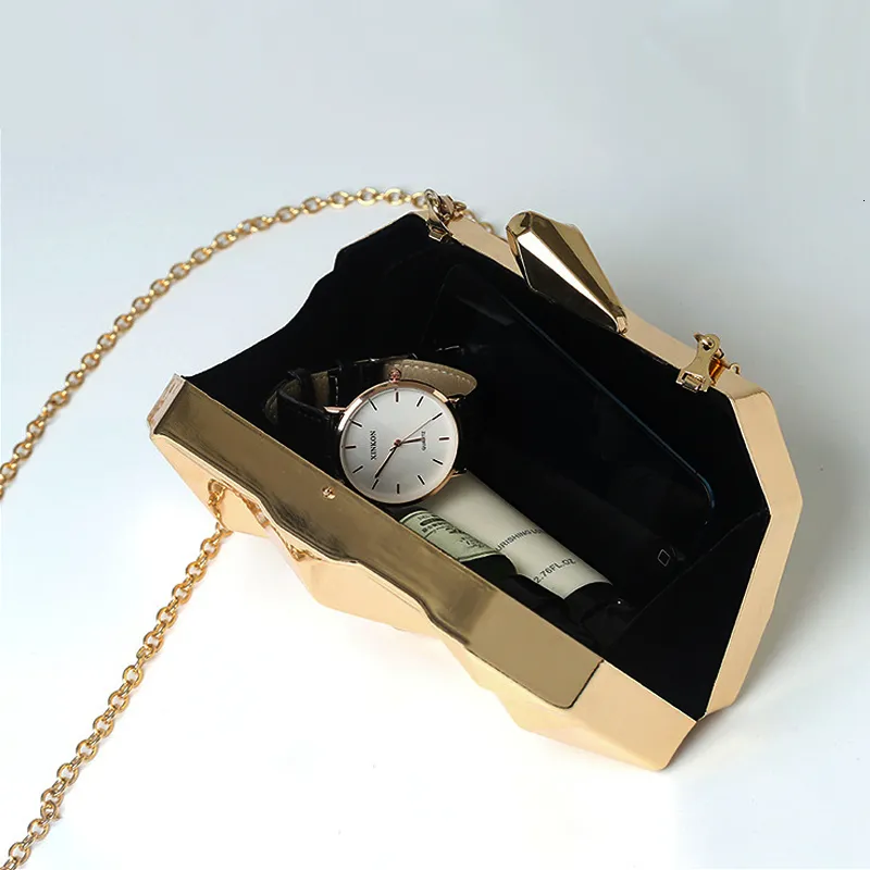 Evening Bags Gold Acrylic Box Geometric Bag Clutch Elegent Chain Women Handbag for Party Shoulder WeddingDatingParty 230901