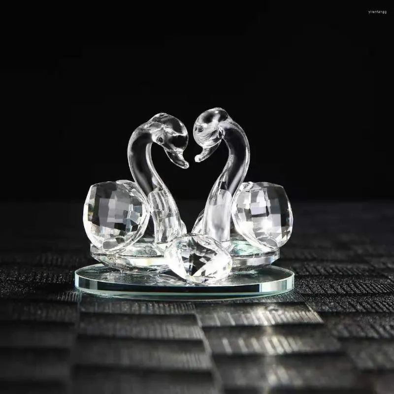 Dekorativa figurer Crystal Swan Ornaments bil heminredning bröllop kreativa semestergåvor vardagsrum