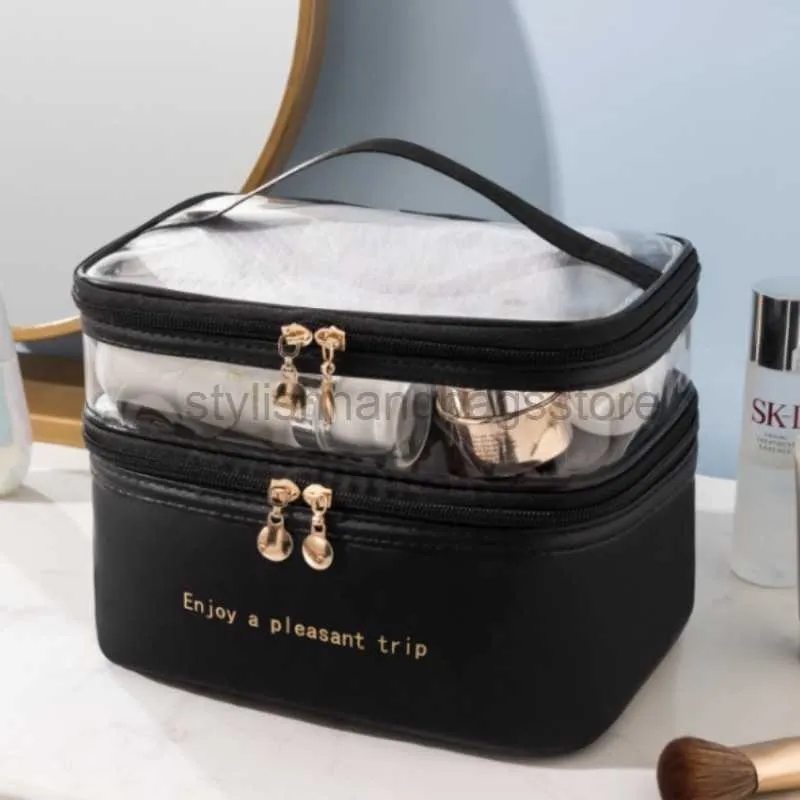 Totes Bolsa de maquillaje para mujer, caja de maquillaje, bolsa de maquillaje, bolsa de viaje, bolsa de maquillaje de mano, bolsa de almacenamiento de Pu de alta capacidad para lavarstylishhandbagsstore