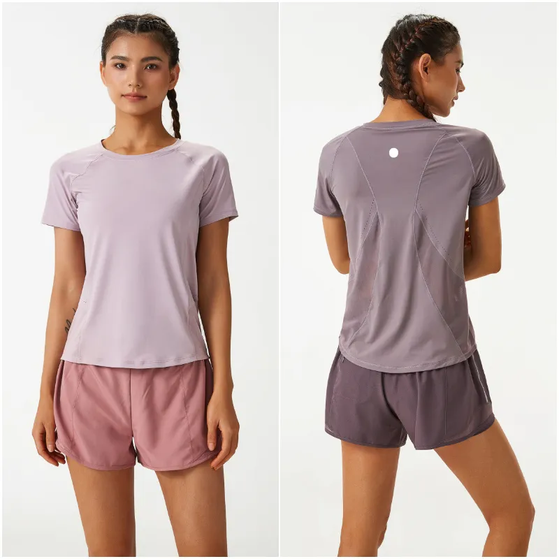 LL-108 Femmes Yoga Outfit Chemises Filles Running Sport T-shirts à manches courtes Dames Casual Vêtements de sport pour adultes Entraîneur Gym Exercice Fitness Wear T-shirts Respirant